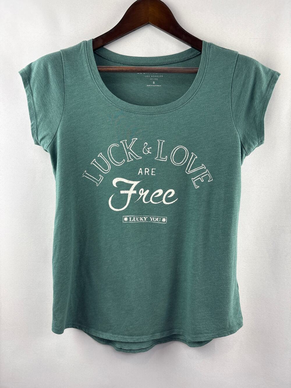 Women’s The Lucky Brand Small Green Luck & Love Graphic T-Shirt